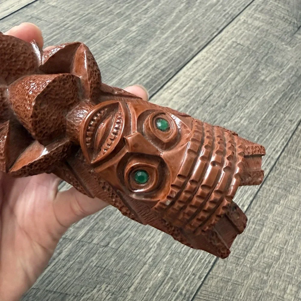 VTG 70s Coco Joe's Hawaii Tiki Wall Plaque #16-043 Polynesian Idol Green Eyes
